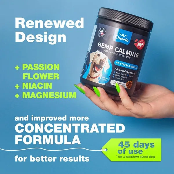 Gocalmpup hemp calming chews jar with natural ingredients label