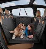 Dog car seat cover and travel hammock in black on white background