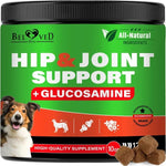 Hip and joint supplement chews for dogs on white background